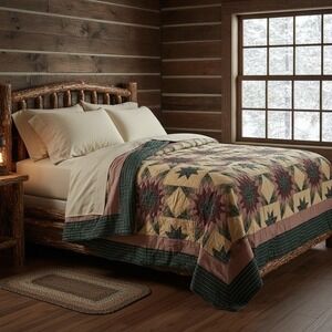 Rustic Lone Star Hand Stitched Patchwork Quilt 84x88  Plaid Full Queen